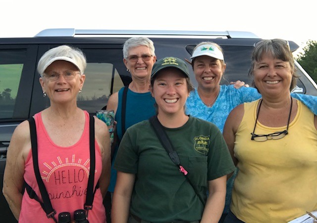 Laurie (back right) with dedicated volunteers who help with counting, trapping and banding Florida scrub-jays.
