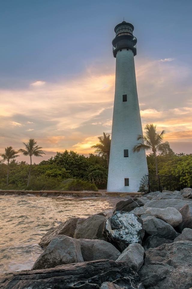 A view of the lighthouse at sunset.