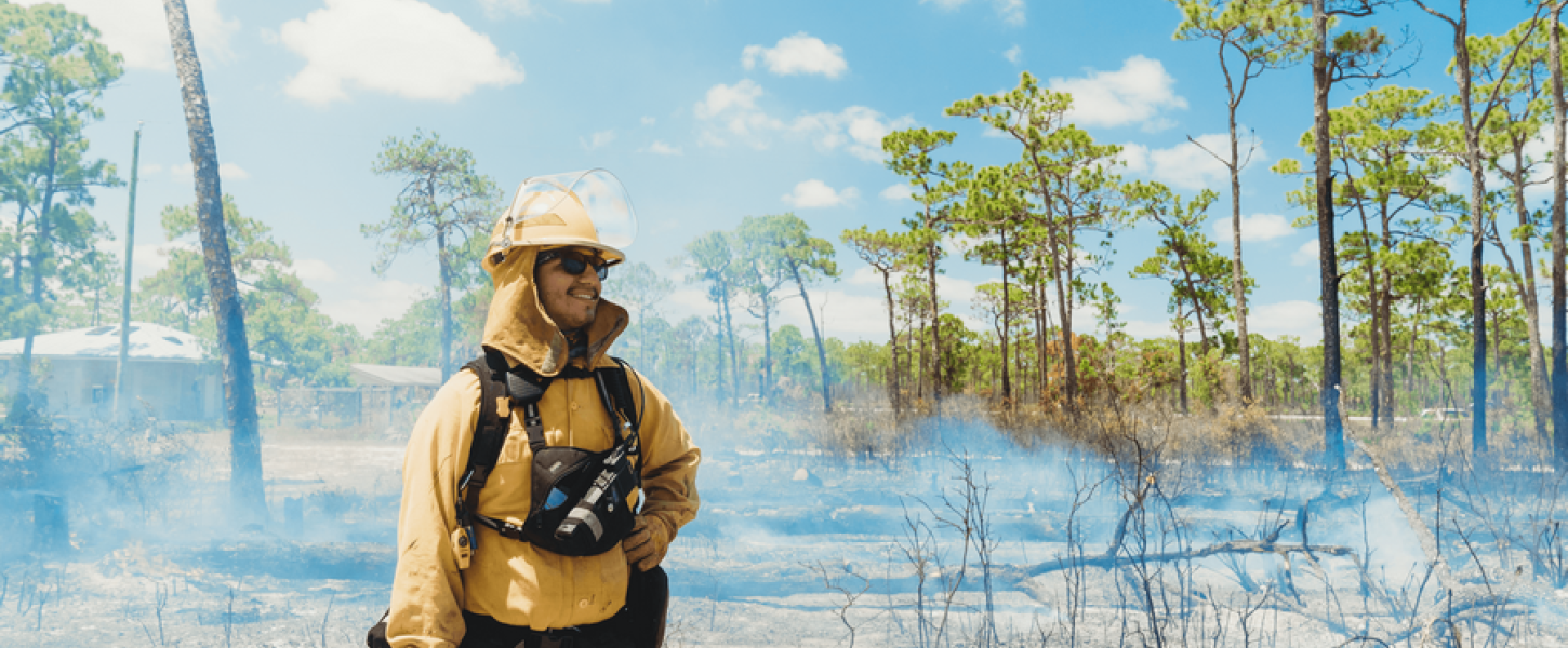 G. Maldonado in prescribed fire equipment.