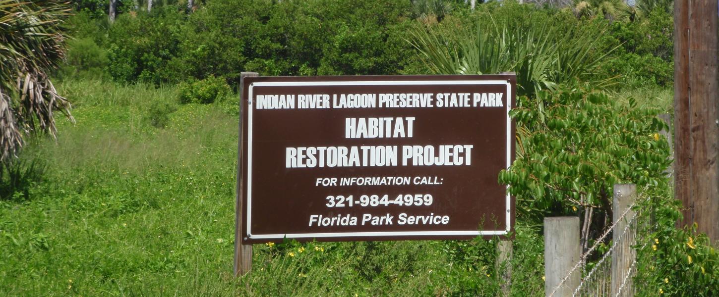 Metal sign of Restoration of the Indian River Lagoon