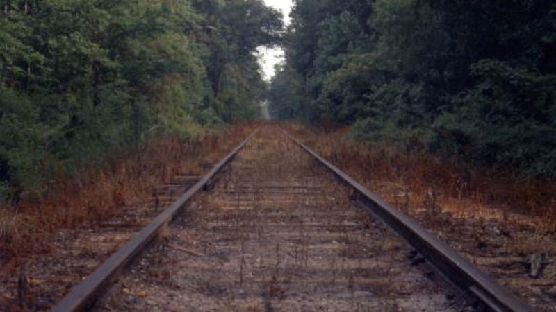 Historic photo of railroad tracks. 