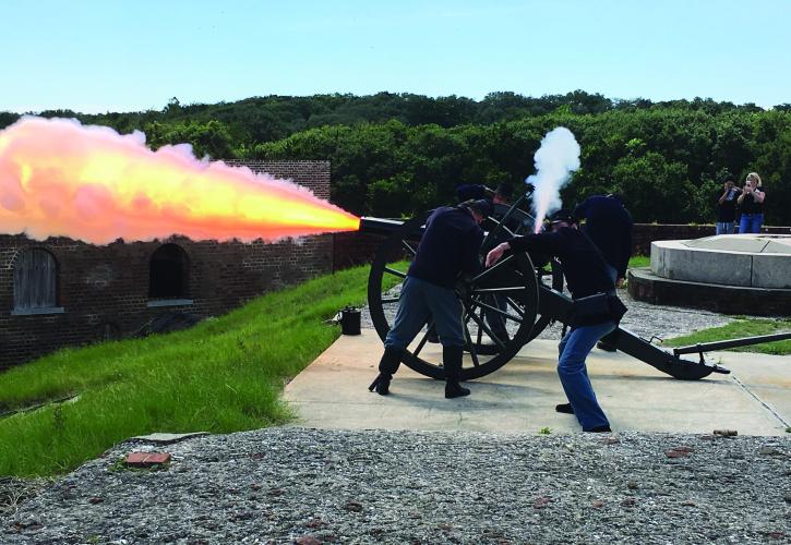Firing Cannon at Fort Clinch