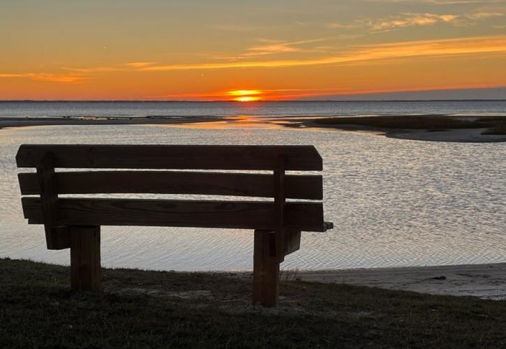 Bench view of sunset