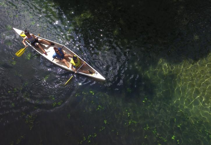 Aerial of kayaking at Wekiwa Springs
