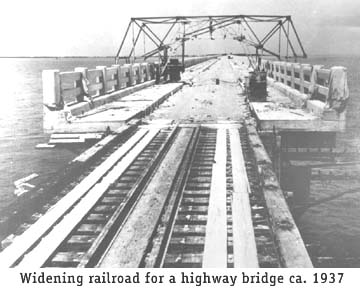 Widening railroad for a highway bridge, ca. 1937