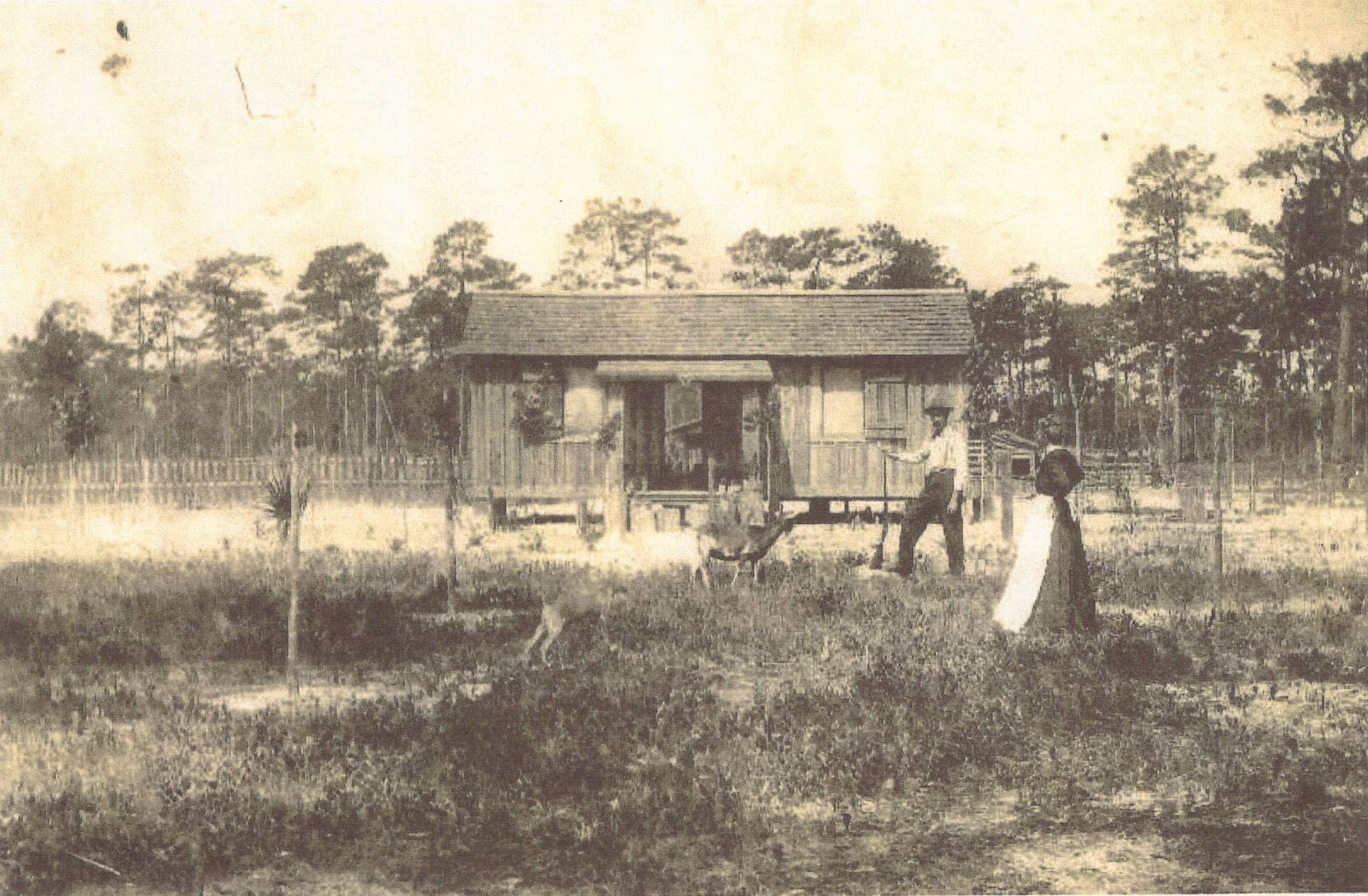 Ethel Resident Finley B. Click and wife Maggie in front of their 2nd home at Ethel 1912