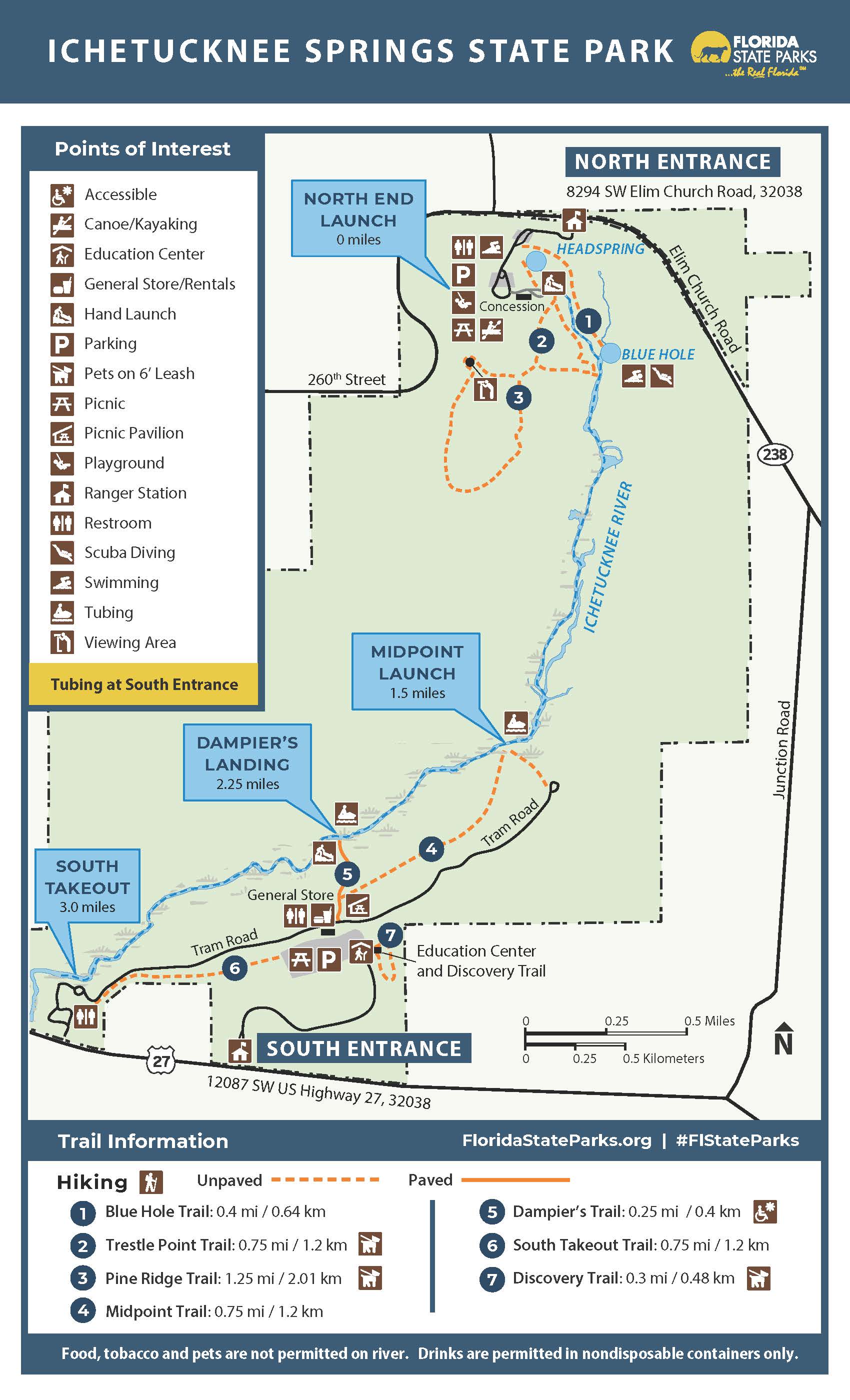 Map of Ichetucknee Springs State Park