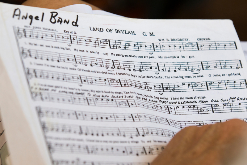 a page of sheet music with the title "land of beulah"