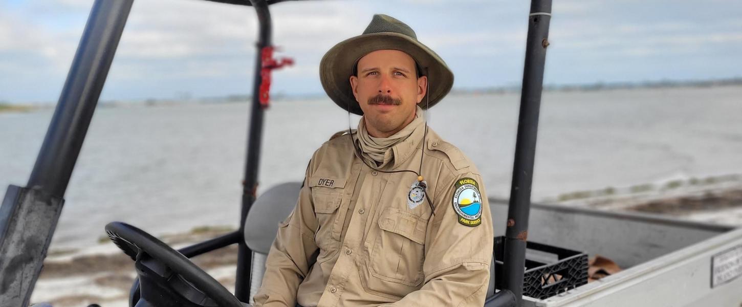 Ranger Michael Dyer on the beach at Caladesi Island State Park.