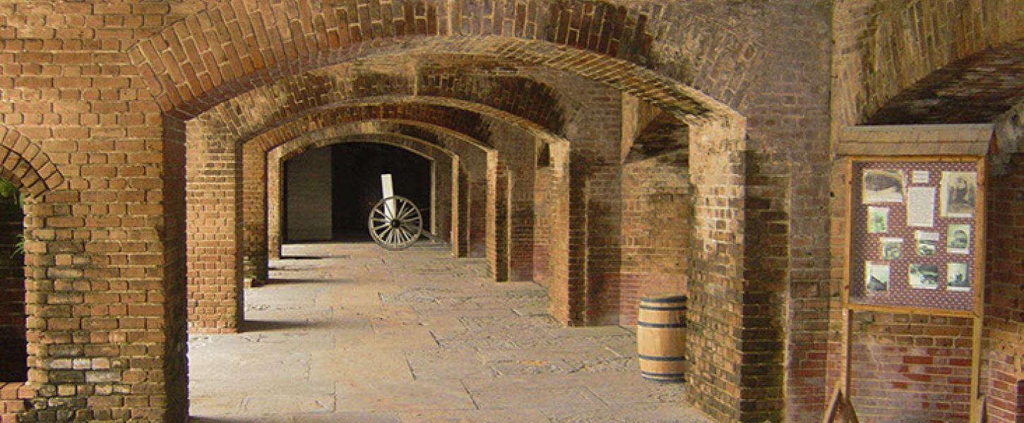 Covered passageway inside Fort Zachary Taylor Historic State Park 