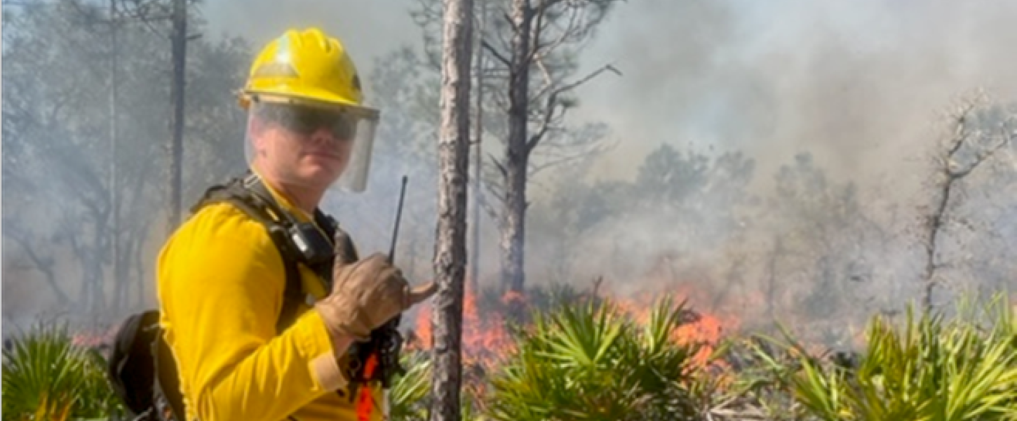 Ryan works on a prescribed fire at Yellow River Marsh Preserve State Park.