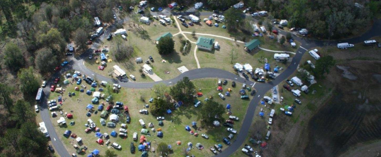 Image from above showing campground facilities
