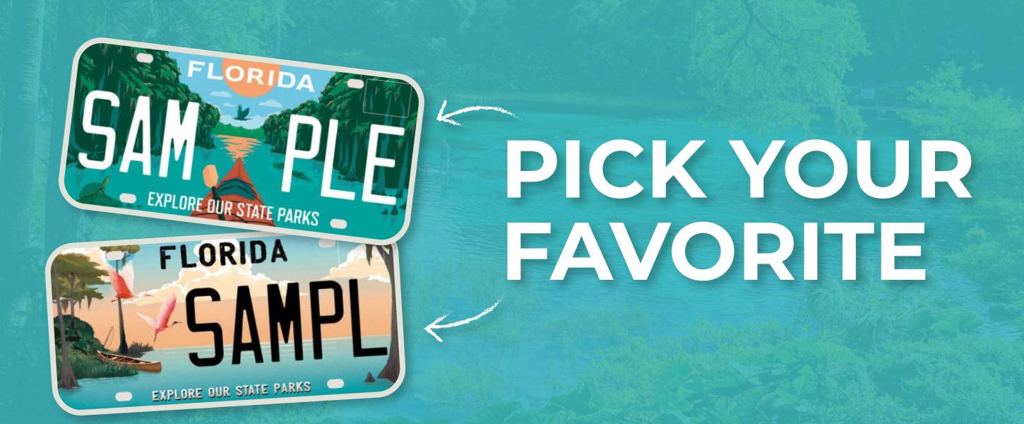Pick your favorite of two sample specialty license plates.