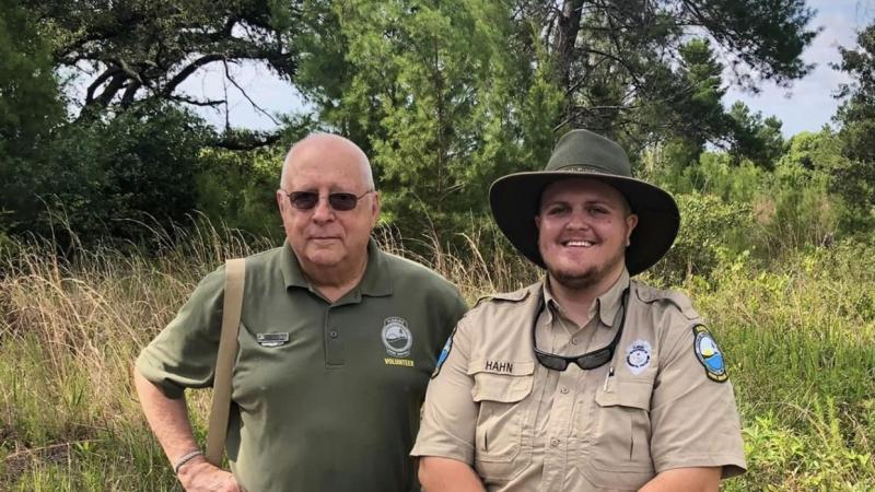 Don Philpott with Val Hahn at Rock Springs Run State Reserve.