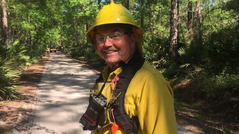 Park Ranger Billy Harrison is ready to participate in a prescribed fire. 