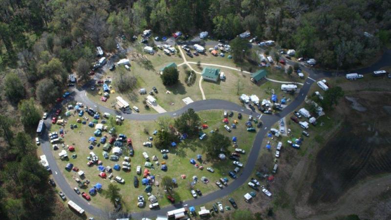 Image from above showing campground facilities