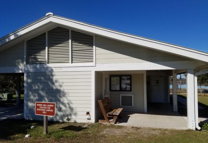 Family campground shower and laundry facilities