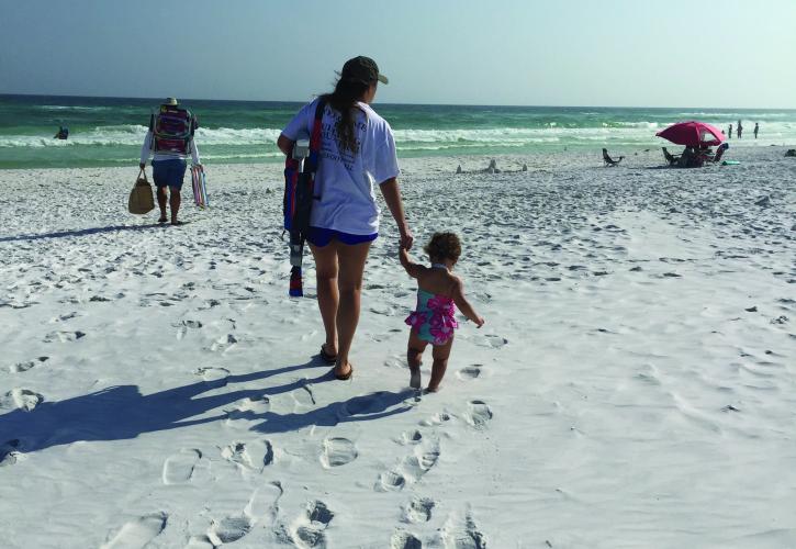 Beach view with family