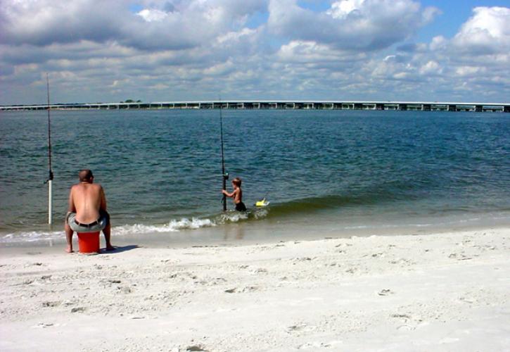 Fishing on the beach