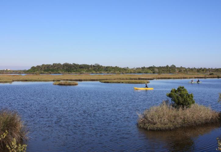 Two kayaks paddling at Bulow Creek