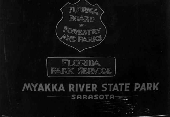 One of Myakka's first park entrance signs