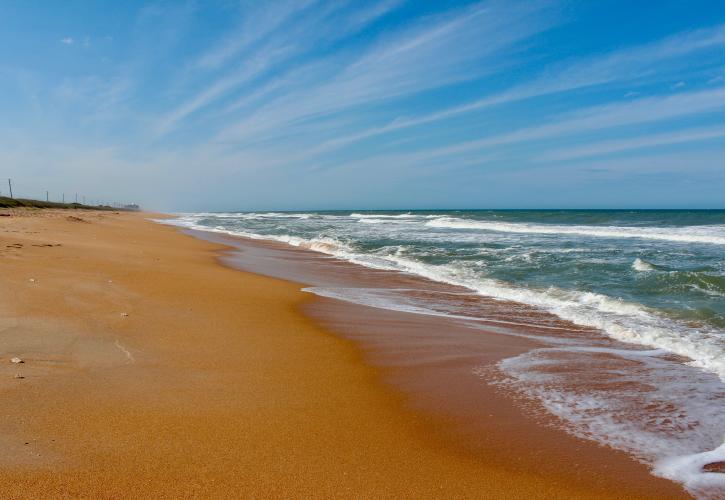 Golden coquina sand at North Peninsula beach