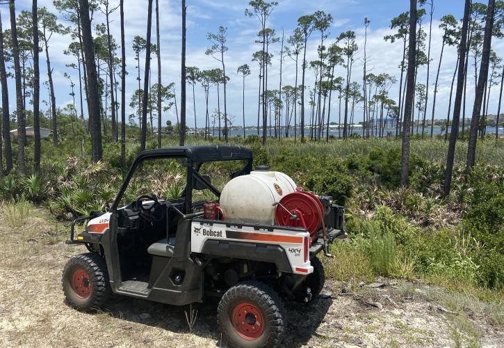 Example of a UTV with a water tank used for managing fire.