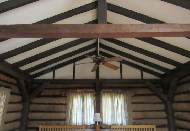 Cabins have ceiling fans in the main room for comfort