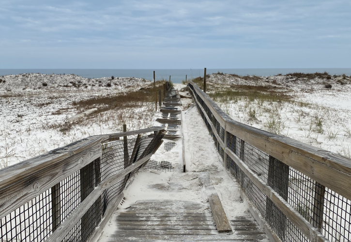 The winds and rains of Hurricane Sally damaged the resident boardwalk. 