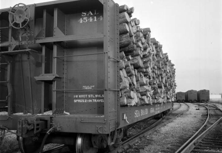 View of a Seaboard Air Line Railroad Company train car, 1958. Photo by Robert E. Fisher, courtesy of the State Archives of Florida.