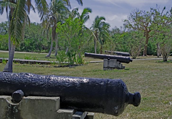 Cannons decorate the Yard at Lignumvitae Key