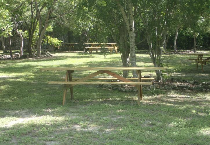 picnic tables in th e Flagler Quarry at Windely Key