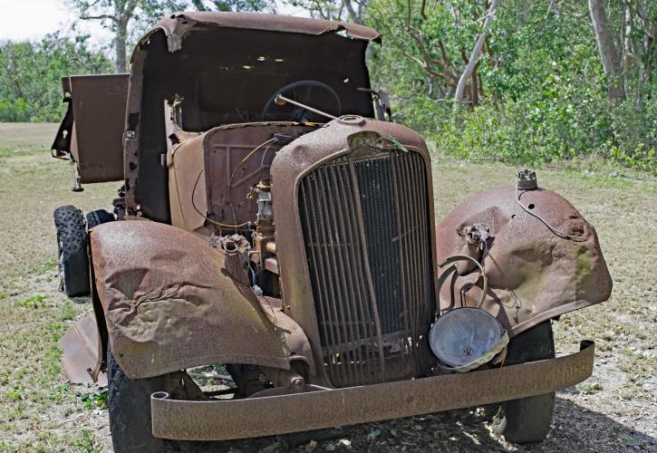 Old truck in the yard of the Matheson House